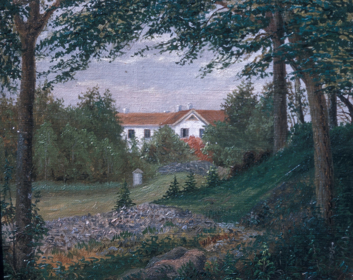 Maleri. Fra hagen ved Sundnes gård i Nord-Trøndelag.