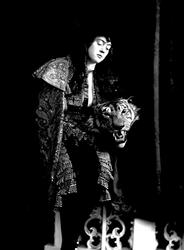 Portrett, utkledd kvinne, matador? med et tigerhode. Eli Ner