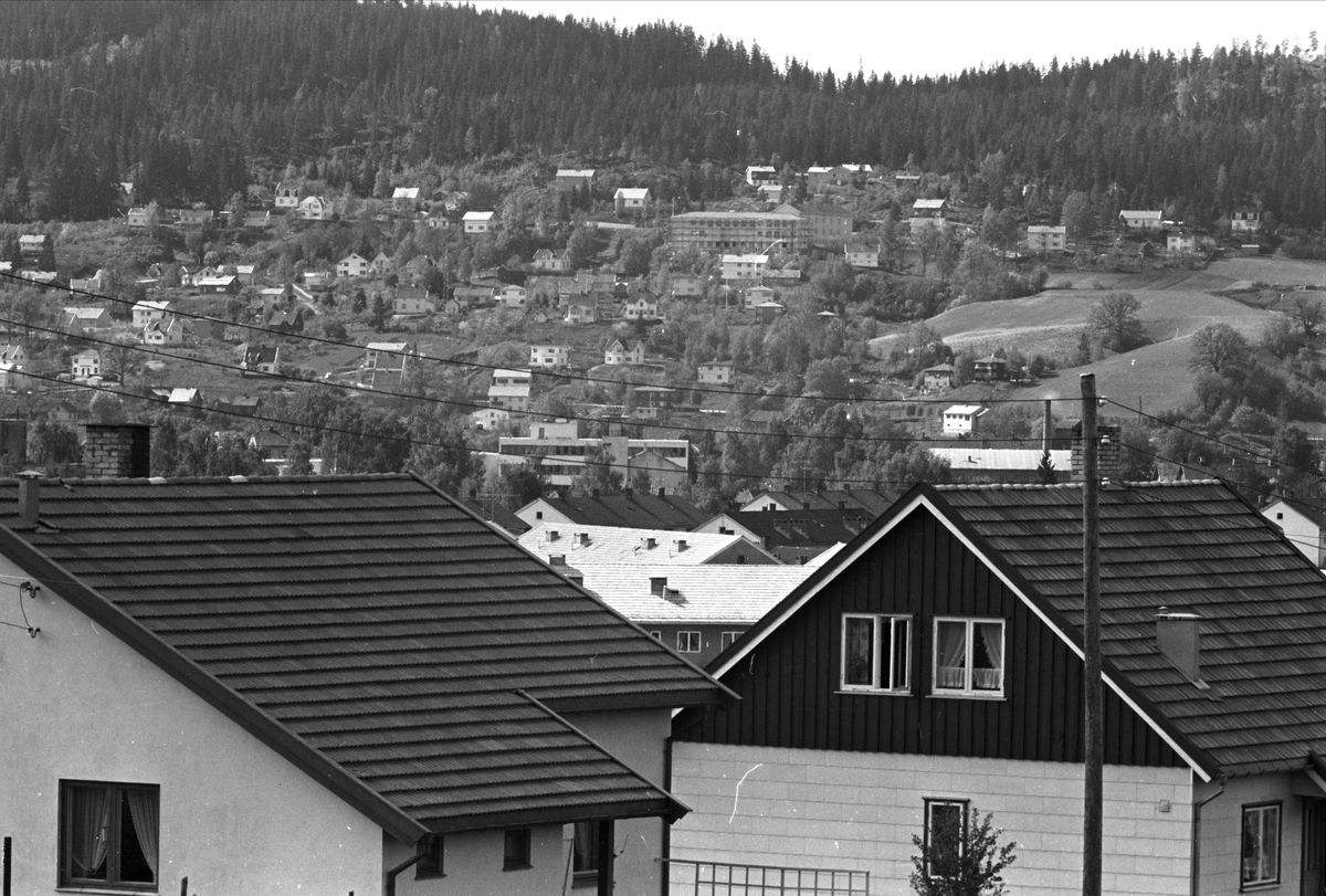Lillestrøm sentrum, Lillestrøm, Skedsmo, mai 1961, oversiktsbilde bebyggelse.