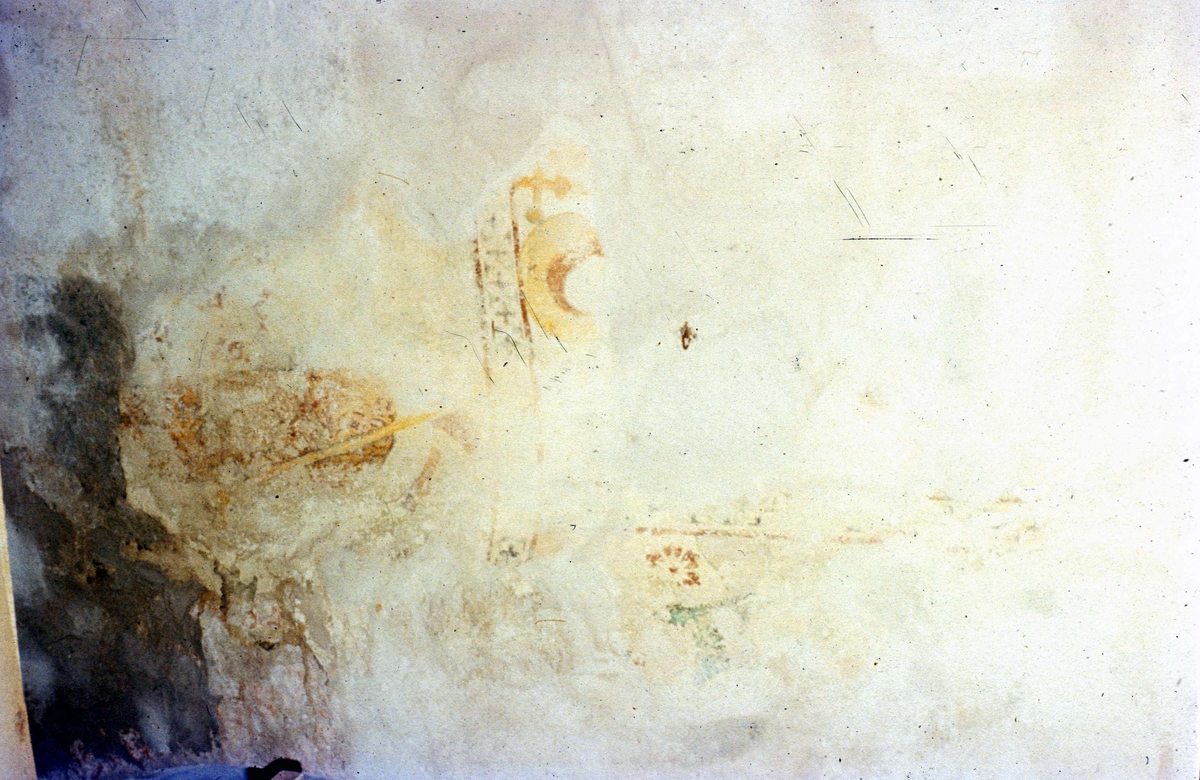 Kalkmålning på norra långhusväggen i Dalby kyrka, Uppland 1959
