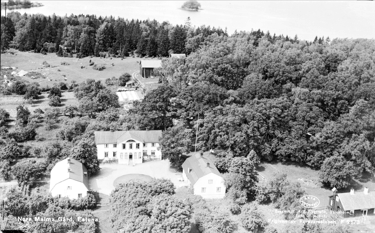 Flygfoto över Norr Malma gård, Estuna socken, Uppland 1938