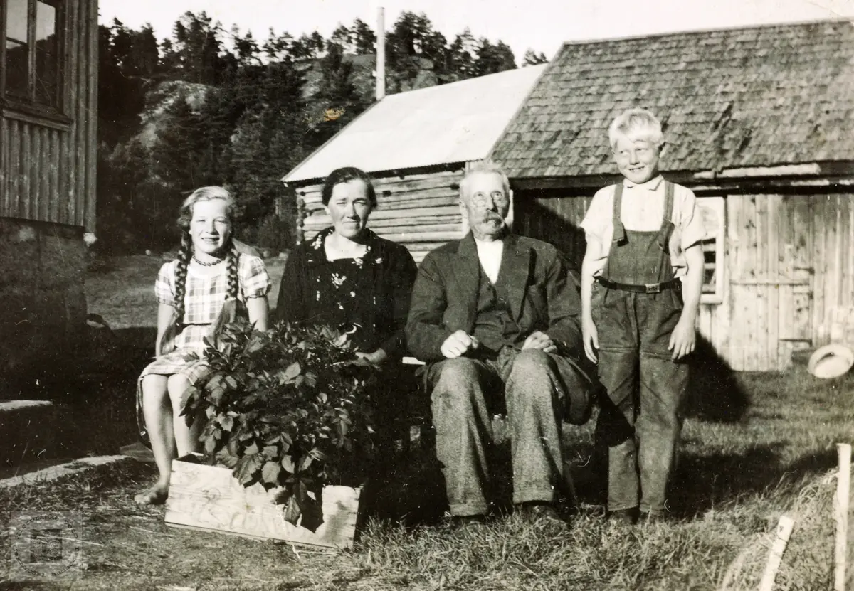 Familiebilde fra Langåkeren på Håland i Grindheim Audnedal.