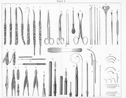 Kirurgiinstrumenter fra Leiters katalog, Wien 1870, Tafel 1