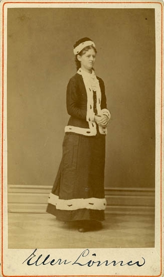 Text på kortets baksida: "Fru Ellen Lönne".
