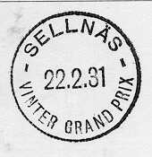 Datumstämpel, s k minnespoststämpel. Rund, med heldragen ram, groteskstil, datum och årtal på en rad, årtalet angivet med 2 siffror. Användes vid biltävlingen Vinter Grand Prix som arrangerades 22 februari 1931 i Dalarna, av KAK.