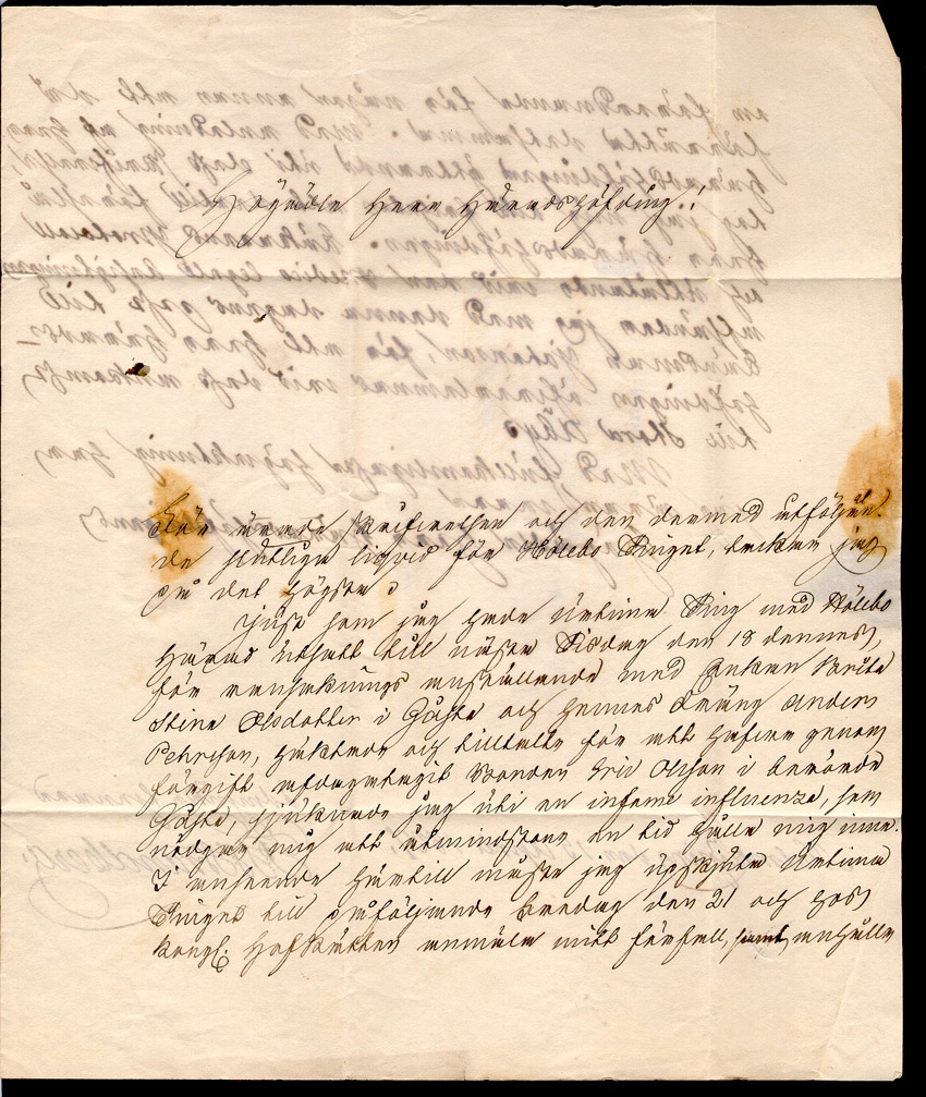 Albumblad innehållande 1 monterat förfilatelistiskt brev

Text: Brev avsänt från Malmköping 1837, 15 april till Stockholm

Stämpeltyp: Bågstämpel   typ 2