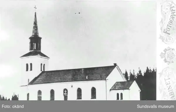 Alnö kyrka, som förstördes av brand 1888.