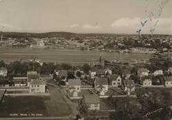 oversiktsbilde, bolighus, havn, moss indre havn, båt,