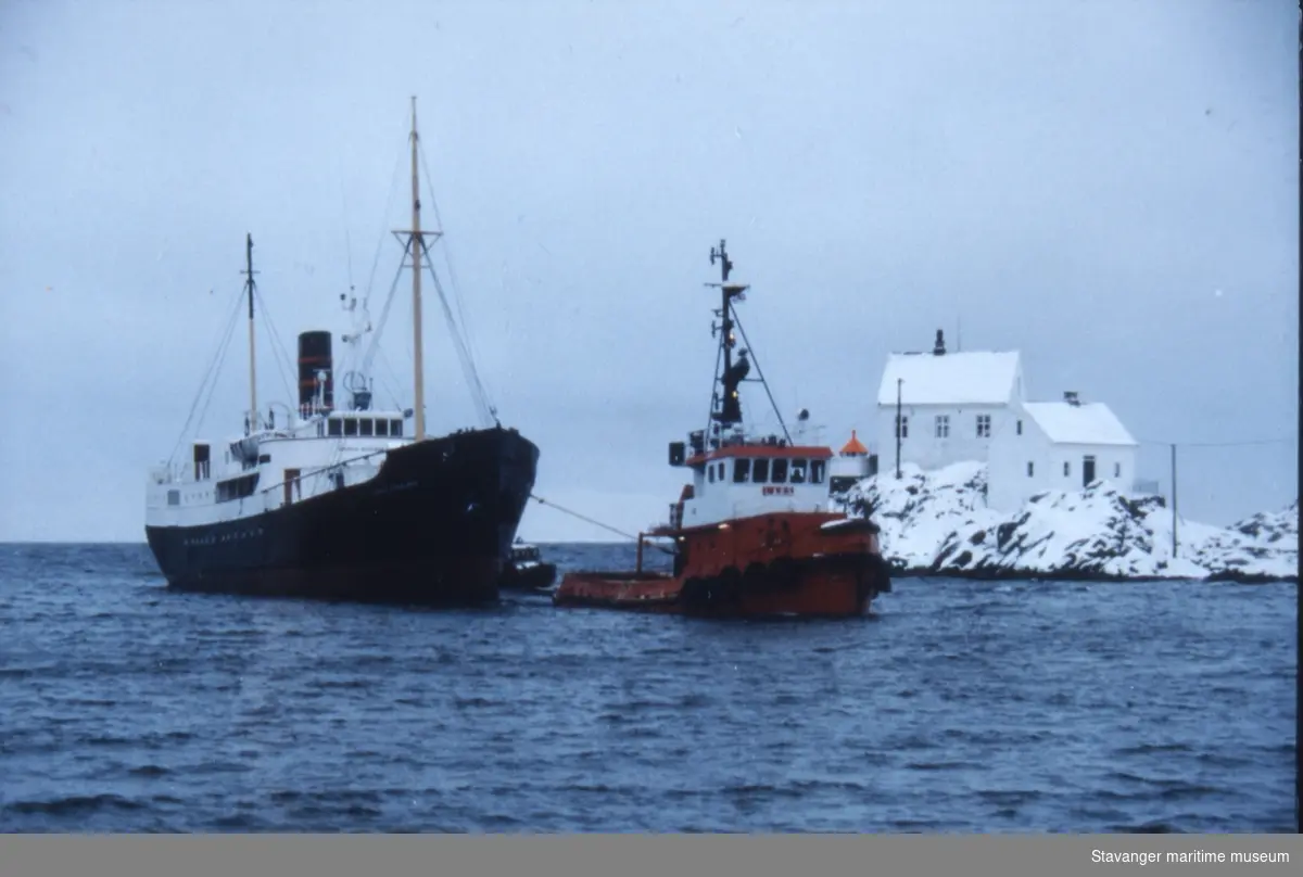 MS Gamle Rogaland under slep. Kvitsøy 15.02.1991.
