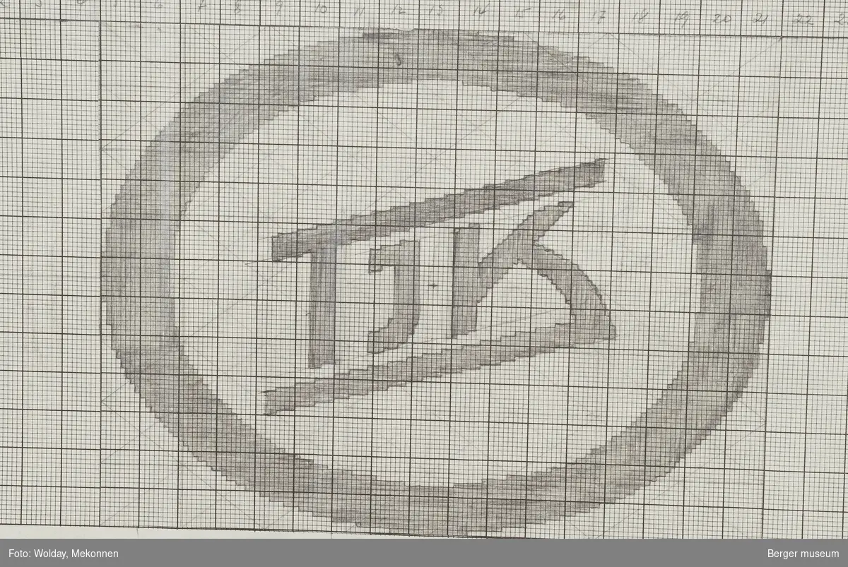 Rederiflagg med oval ring og bokstavene T.J.K. THV. KYVIK
