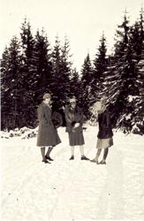 3 jenter i vinterlandskap