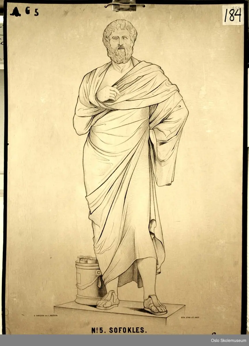 Sofokles (ca. 497-406 fvt) som var en gresk tragediedikter. Han tok aktivt del i Athens religiøse liv og hadde flere høye sivile og militære verv.