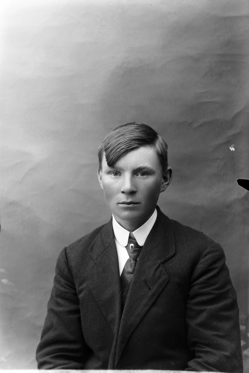 Studioportrett av en ung mann i halvfigur.