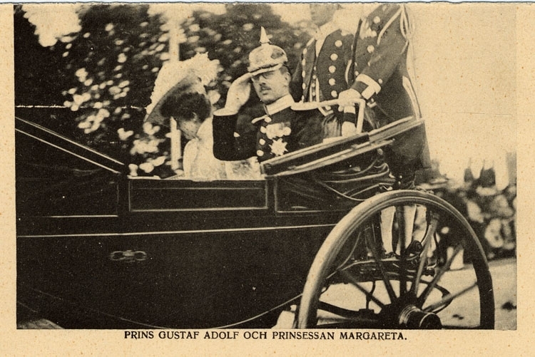 Vykort. "Prins Gustaf Adolf och prinsessan Margareta"