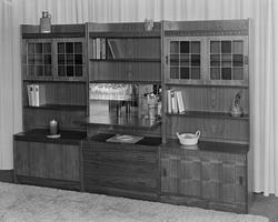 veggseksjon, bokhylle, skap, barskap