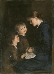 Portrett av Anna Dahl (gift Munch) og hennes søsken Henning 