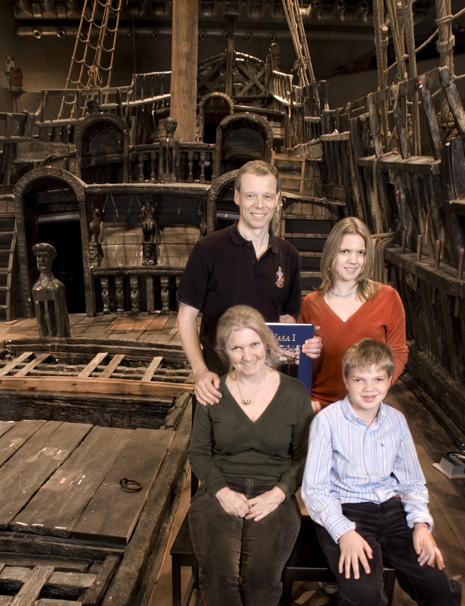 Christer Fuglesang med familj ombord på Vasa