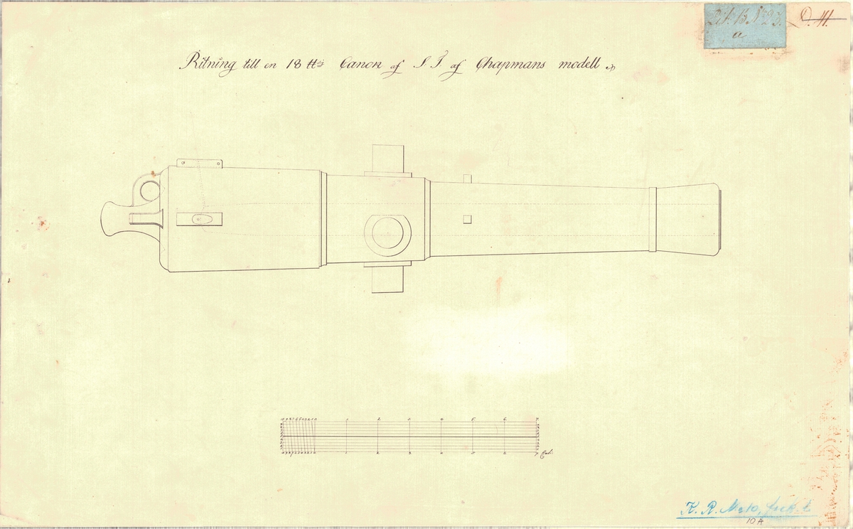 Ritning till 18-pundig kanon av Chapmans modell