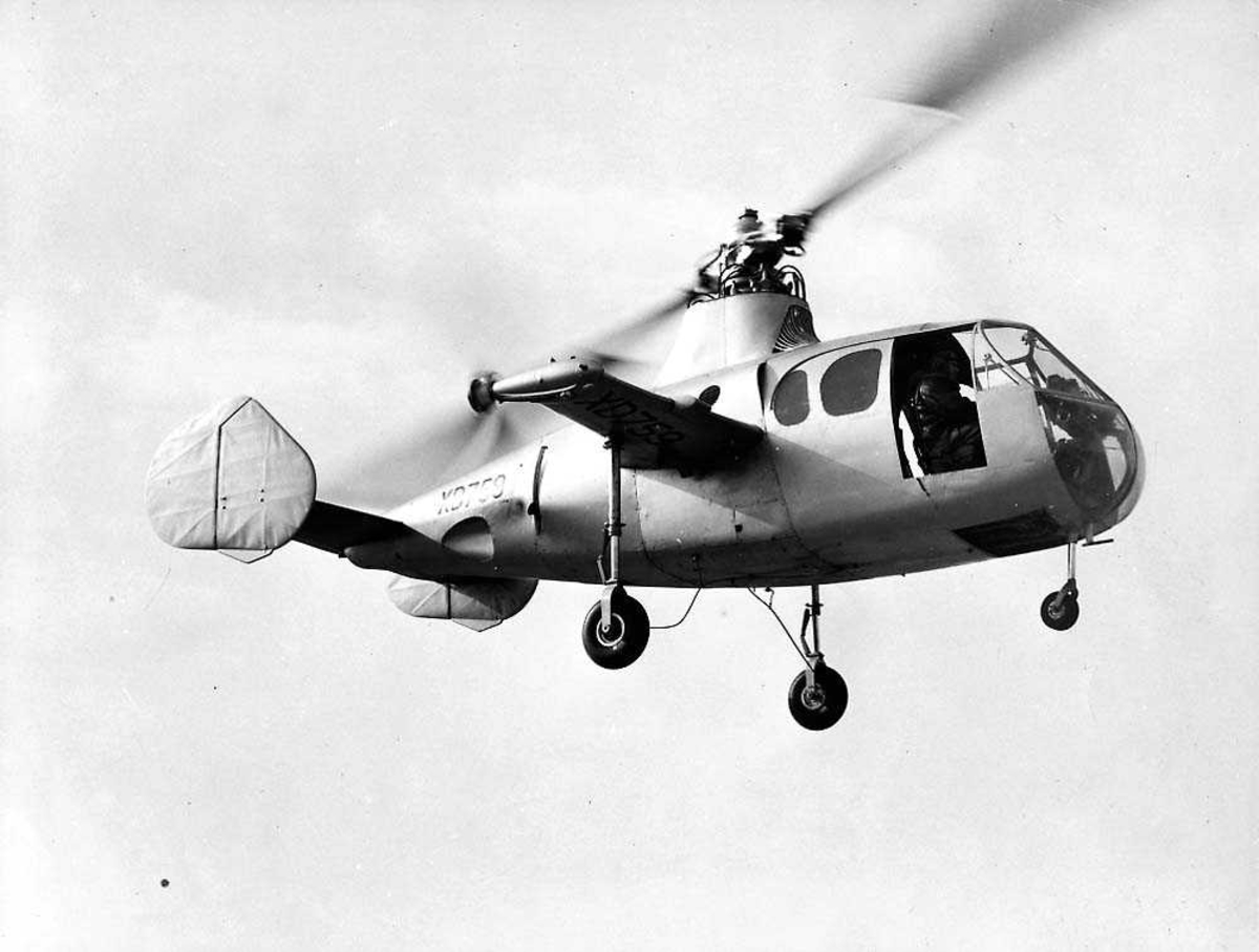 Luftfoto. Ett helikopter i luften, Fairey Jet Gyrodyne.
