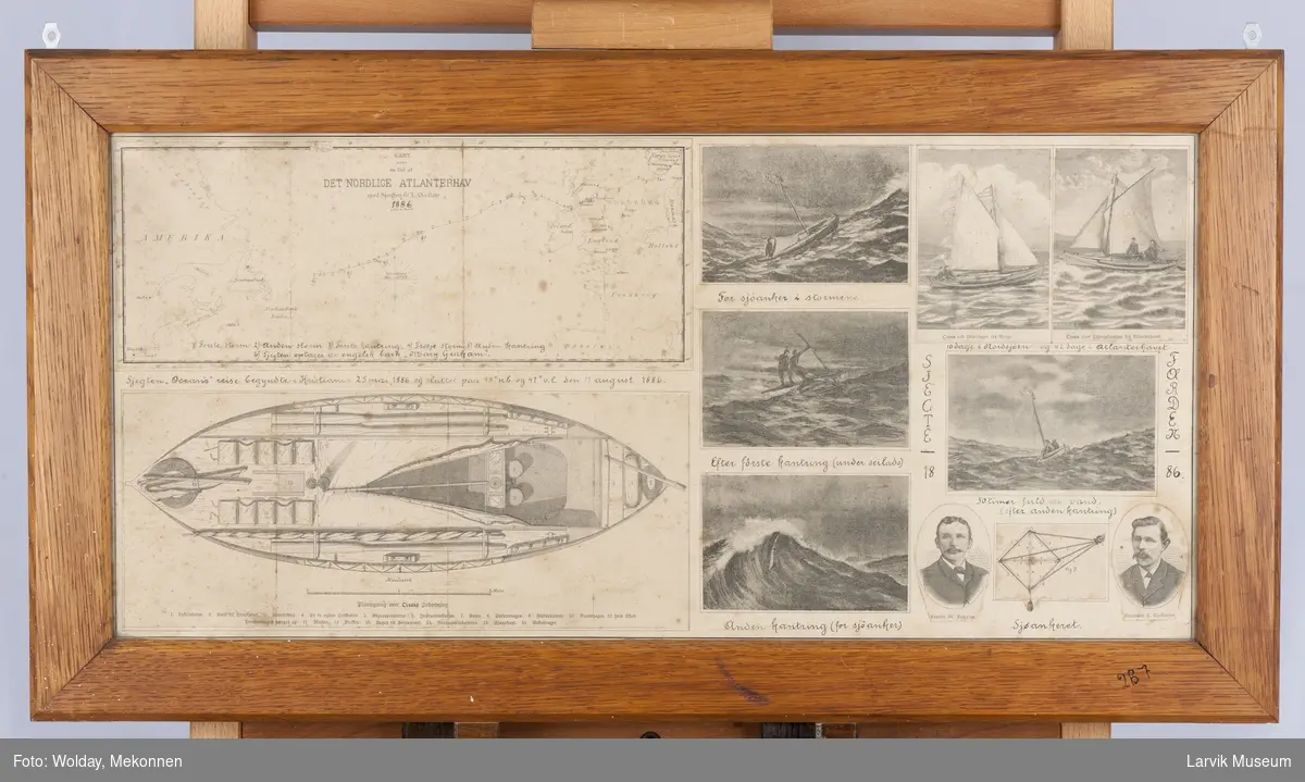Tegninger fra Magnus Andersens reise med sjekten "Ocean", 1886, over Atlanterhavet