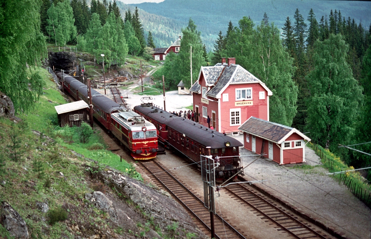 Kryssing i Ørgenvika stasjon mellom ekstratog for Norsk Jernbaneklubb og ekspresstog 603.
