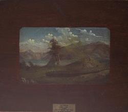 Landskap (malt på sybordslokk) [Olje på plate]