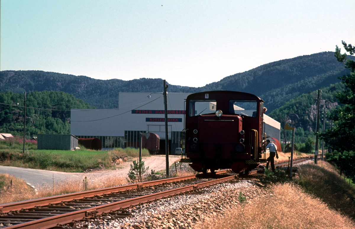 Godstoget Sira - Flekkfjord skifter ved S. Halvorsen Sønner sidespor.