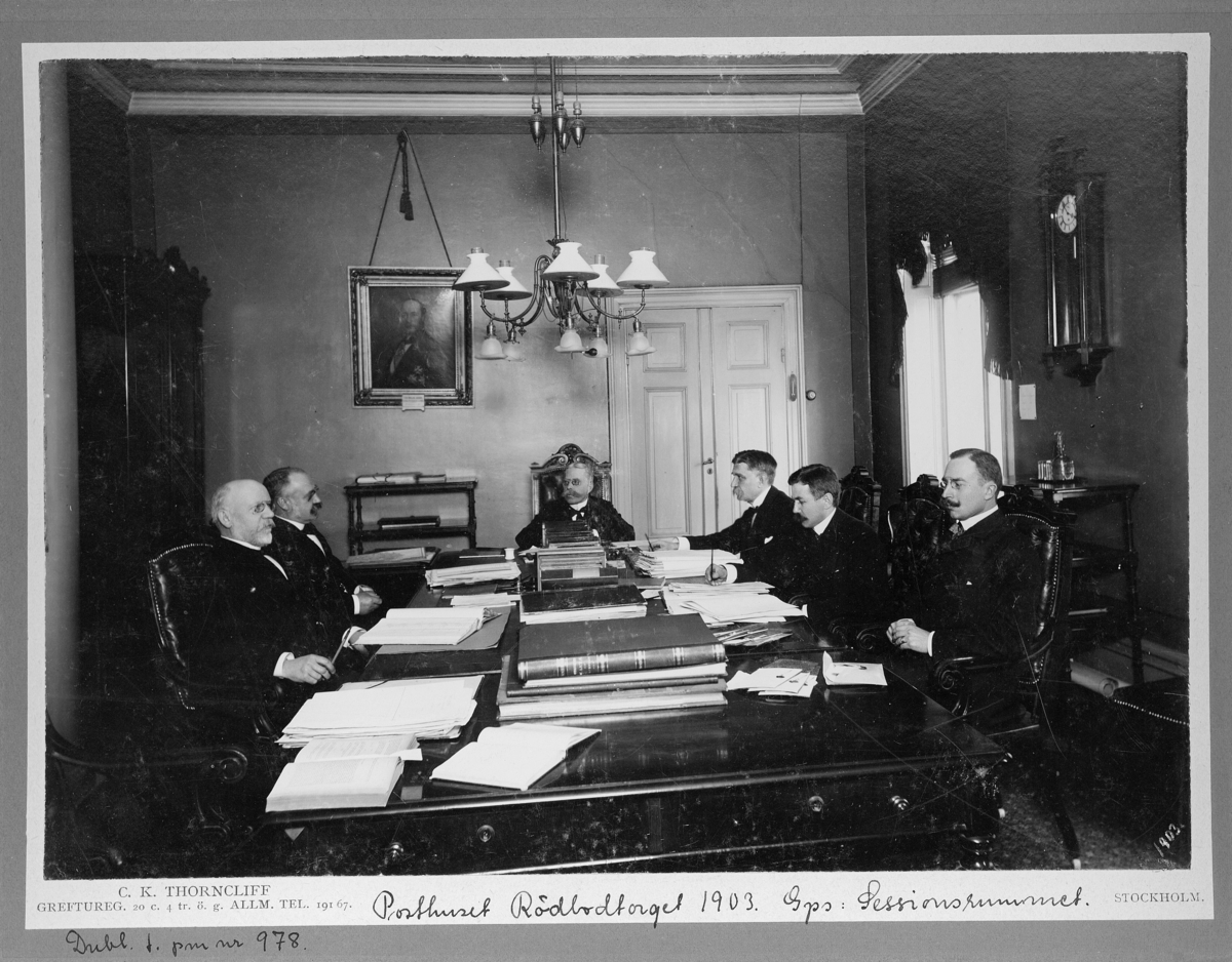 Posthuset Rödbodtorget 1903. Generalpoststyrelsen, sessionsrummet.