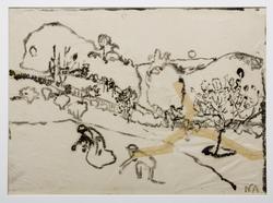 Skisse til "Vårnatt i hagen" [Tegning]