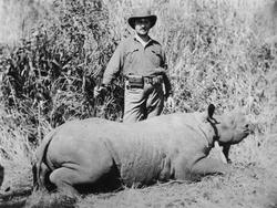 Christian Thams med et neshorn