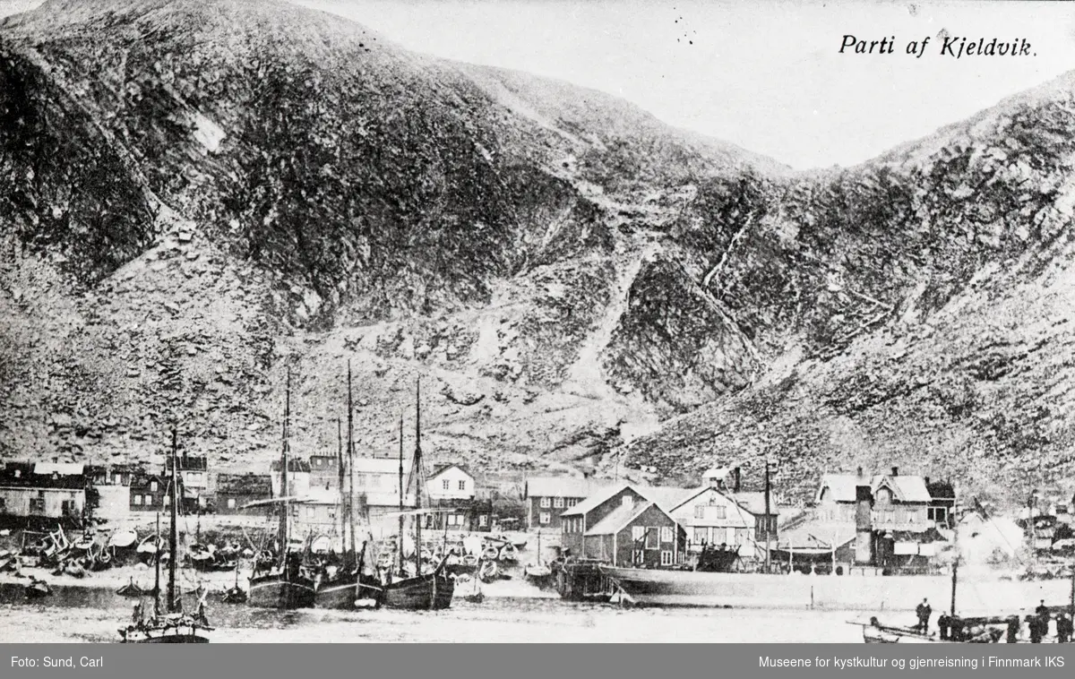 Postkort. Handelsstedet Kjelvik. Omkring 1915.