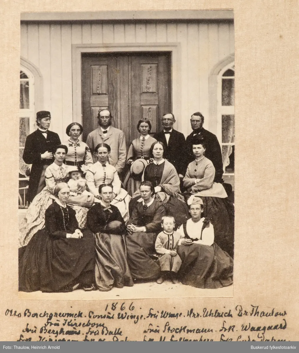 Otto Borgerwinck, Winge, Fru Winge, Hr. Urbrick, Dr. Thaulow, Fru Kirsebom, Fru Stockmann, Fru Waagaard, Fru Balke, Fru Falkenberg, 
1866
