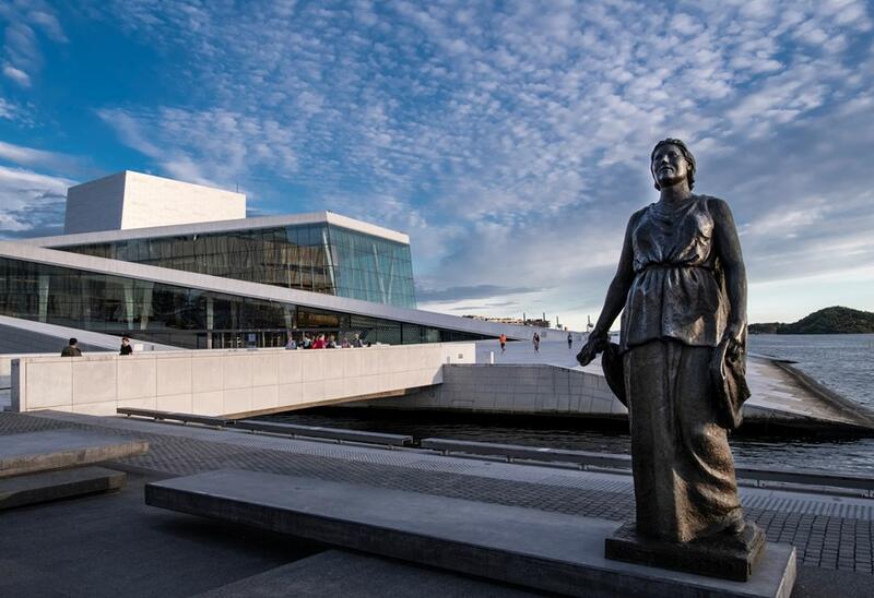 The statue of Kirsten Flagstad outside The Norwegian Opera and Ballet in Oslo.