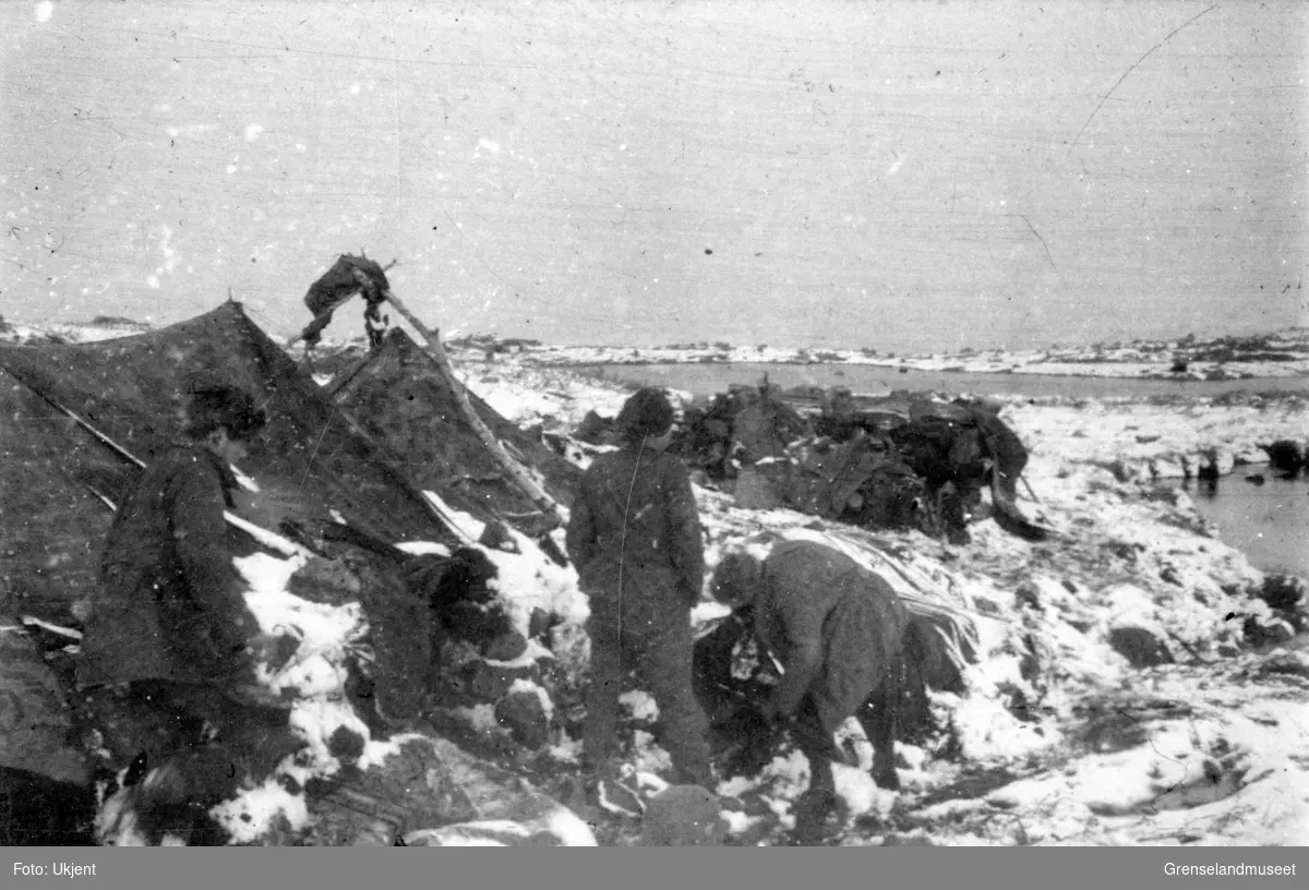 Tysk leir ved Litzafronten vinterstid.