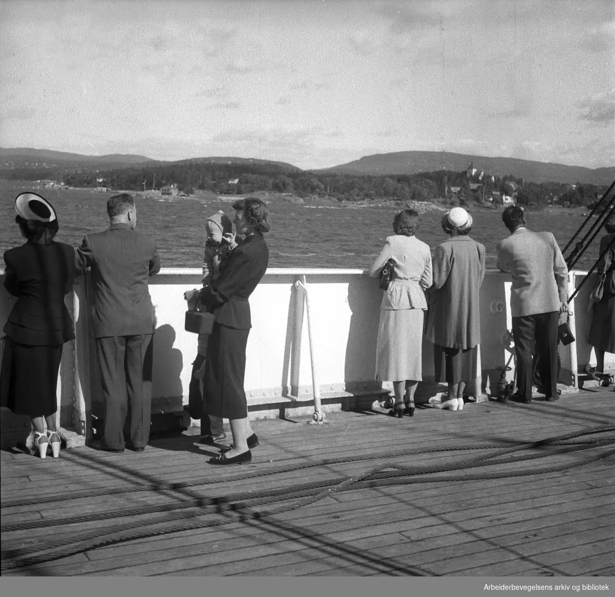 "DS Stavangerfjord" kommer til Oslo. Antatt april 1950.