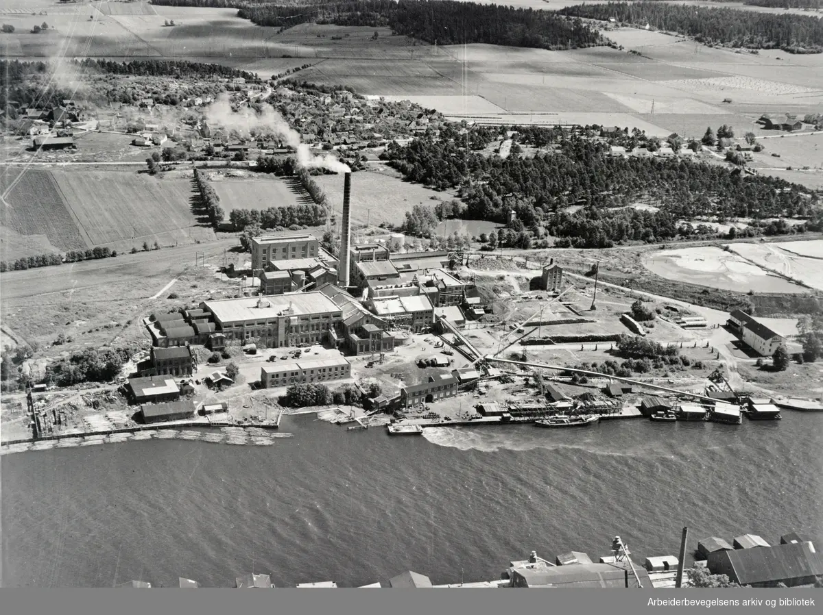 Luftfoto av Torp Bruk i Viken (tidligere Østfold), 1951.