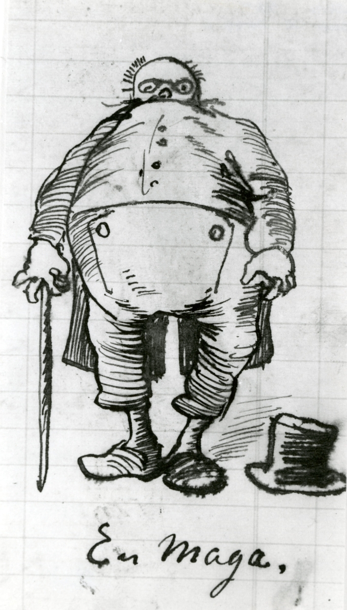 Foto av tegningen "En Mage" tegn av Th. Kittelsen.