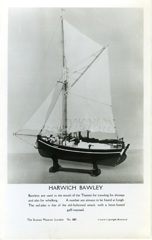 Modell av båttypen "Harwich Bawleyl"