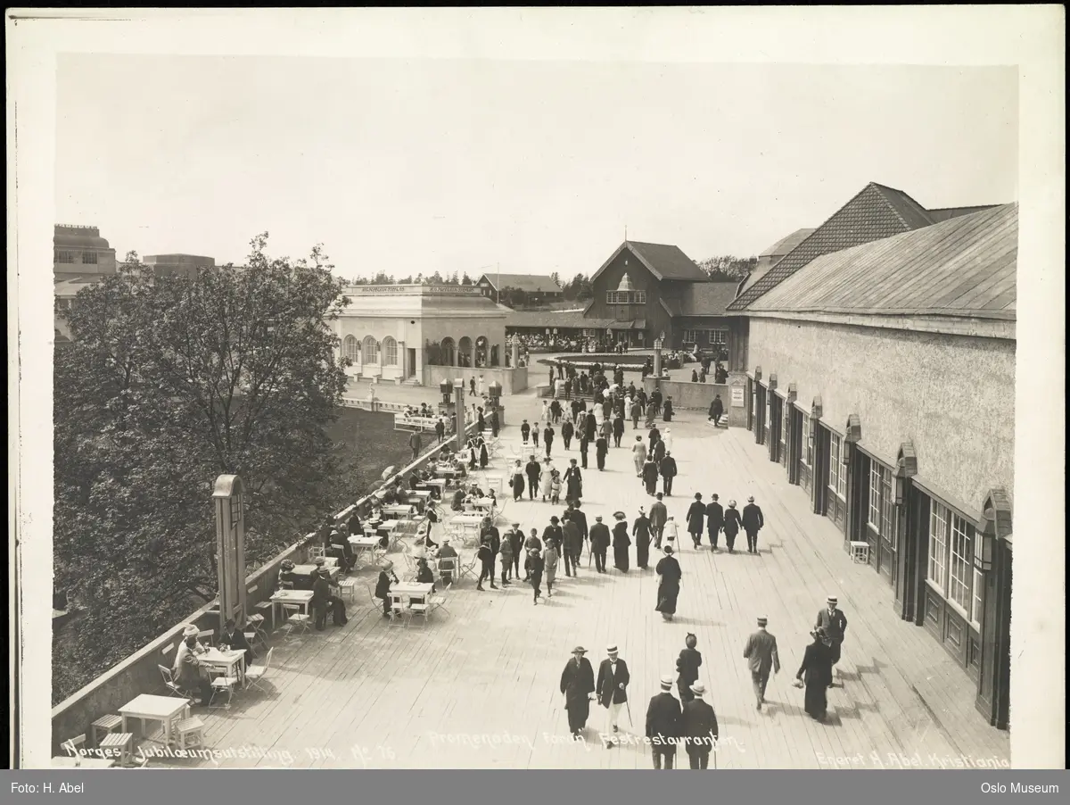 Jubileumsutstillingen 1914, terrasse, restaurant, Festrestauranten, mennesker, Folkerestauranten