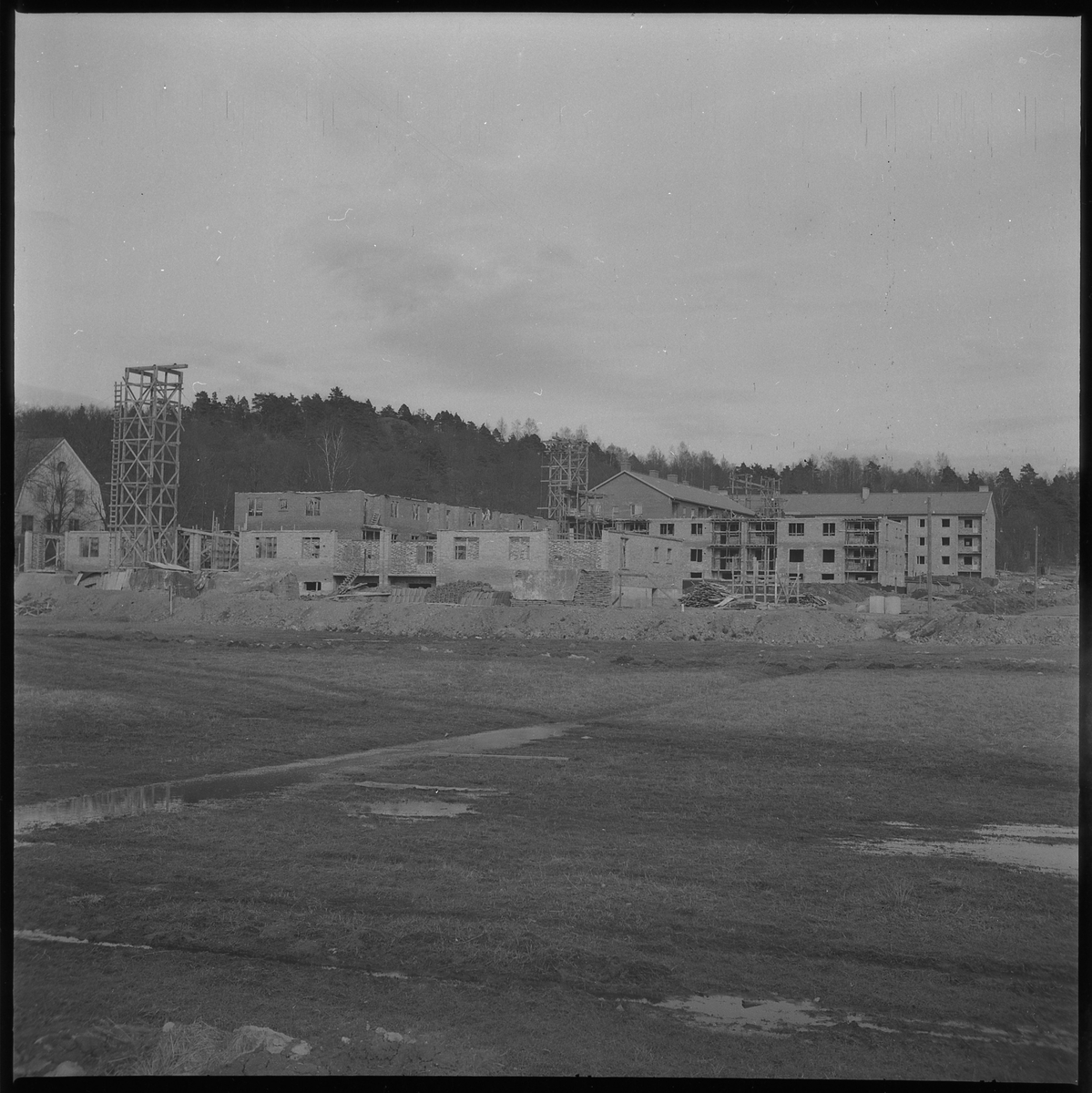 Byggnation av Stockslycke, kv Borgmästaren. Mars 1950