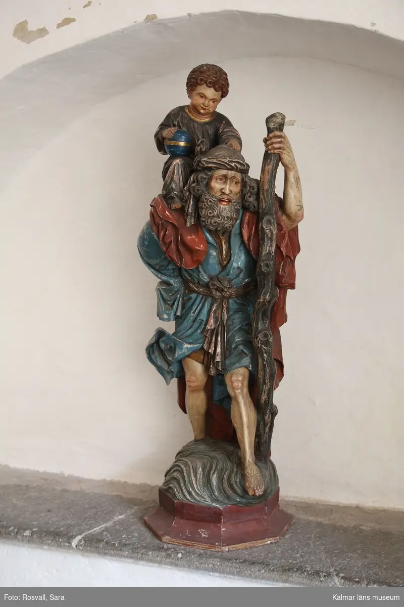 Den helige Kristoffer, Sankt Kristoffer, enligt legenden bärande på Jesusbarnet.