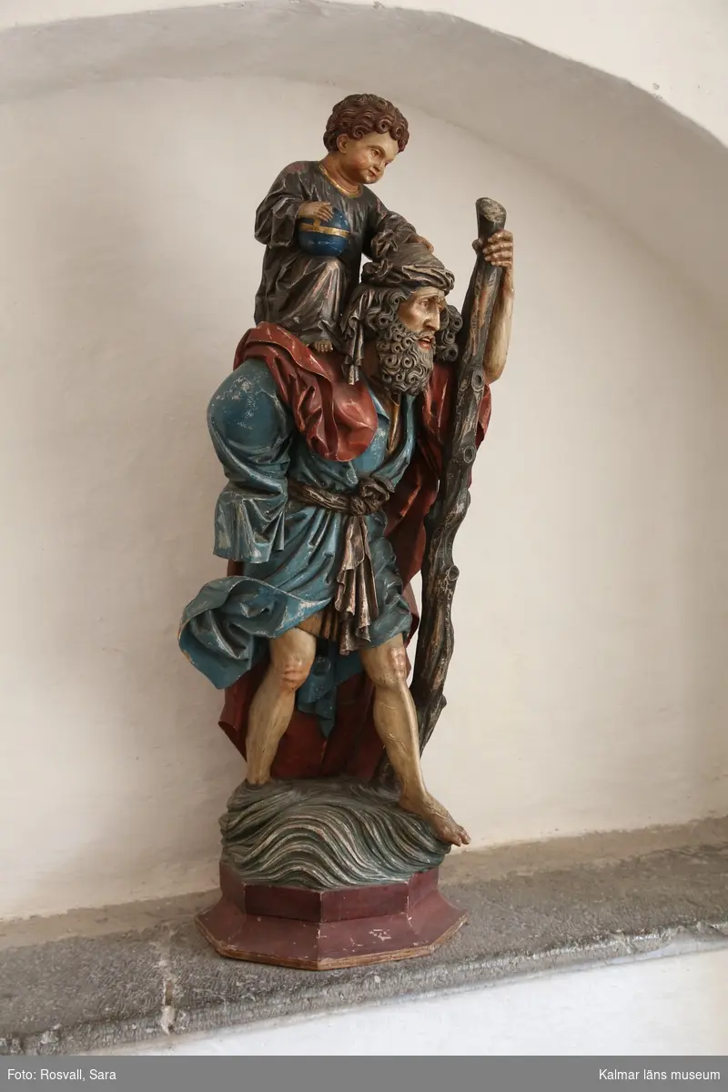 Den helige Kristoffer, Sankt Kristoffer, enligt legenden bärande på Jesusbarnet.