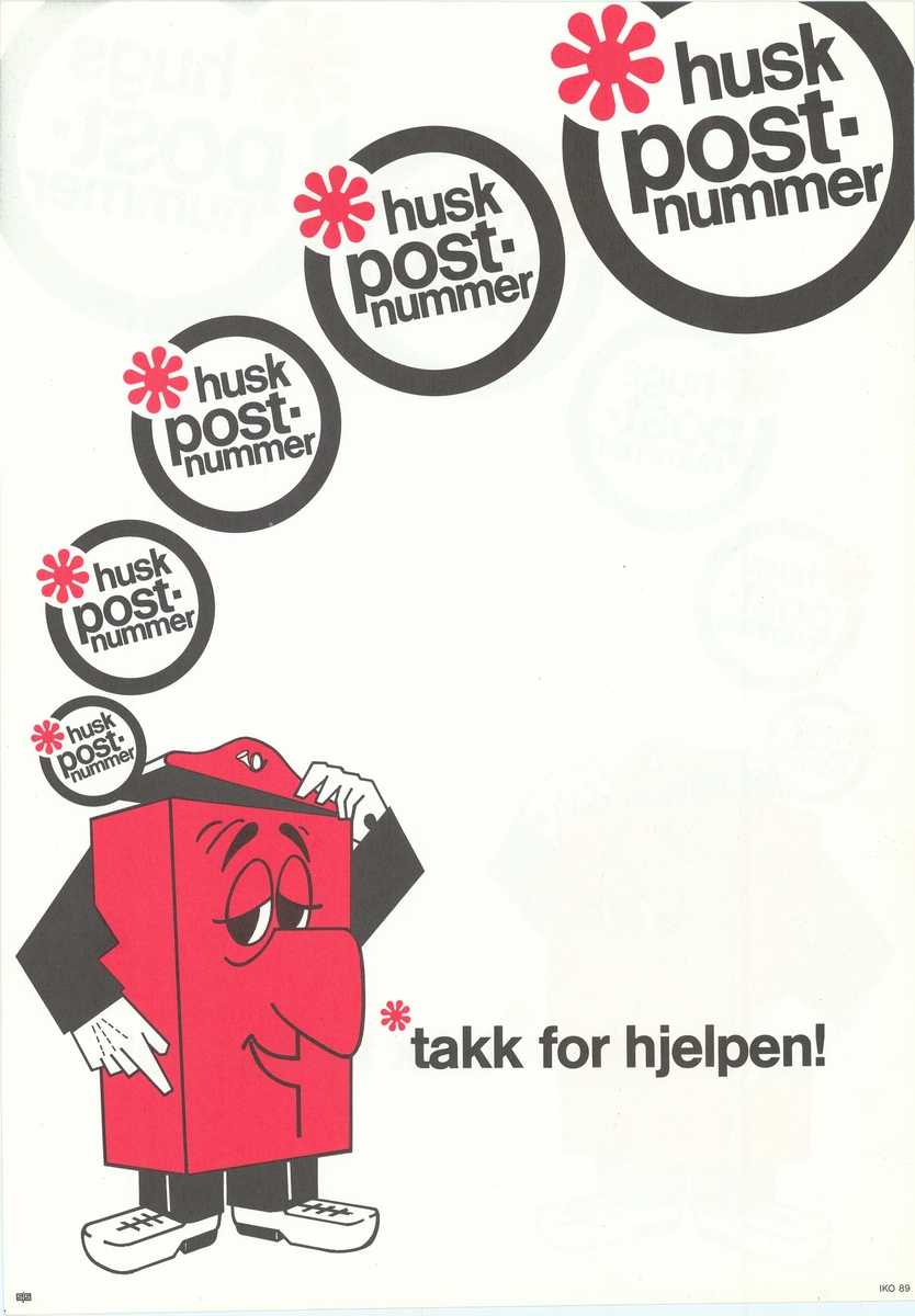 Plakat med hvit bunnfarge, motiv og tekst. Plakaten er tosidig med tekst på nynorsk og bokmål på hver sin side.