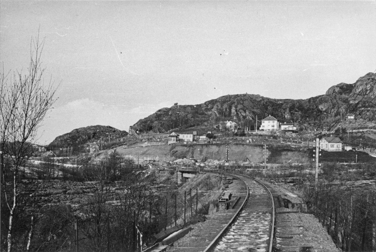 Anlegg av jernbanestasjonen på Eie, 1. januar 1944.