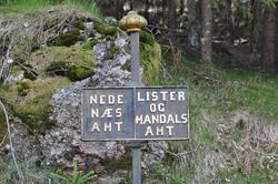 Grensemerke mellom Nedenæs Amt - Lister og Mandals Amt  Aust