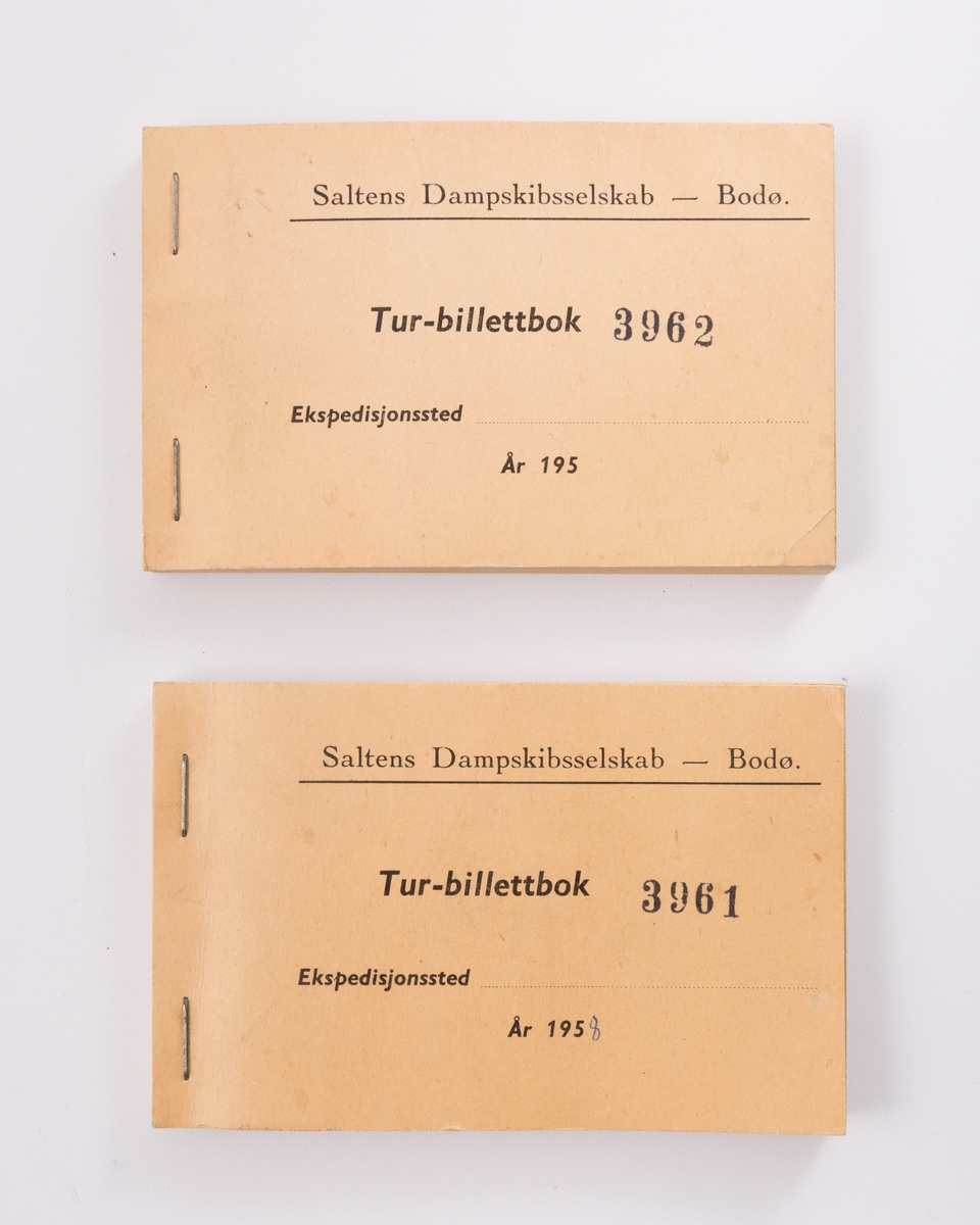Billettbok for tur-billetter med Saltens Dampskibsselskab
