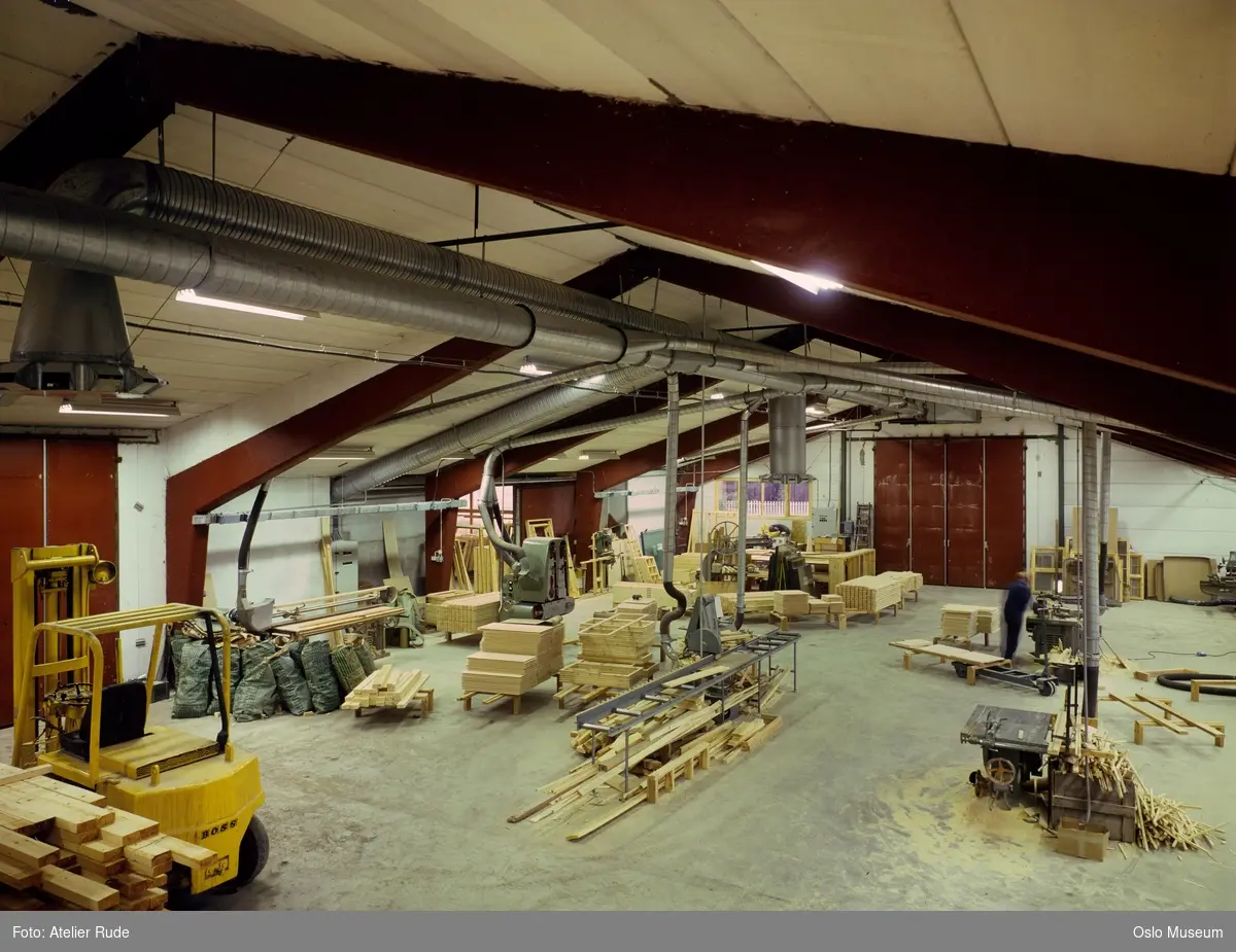 Krogenæs møbelfabrikk, interiør, produksjonslokale