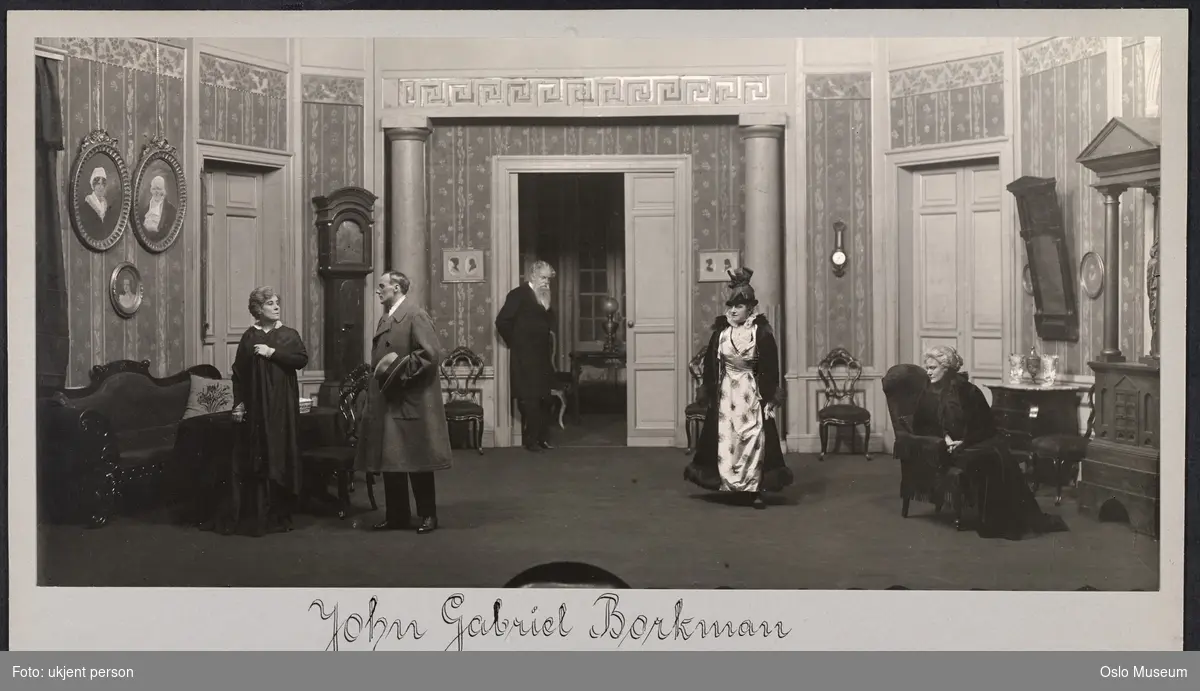 Nationaltheatret, forestilling, scenebilde, "John Gabriel Borkman" av Henrik Ibsen, menn, kvinner, skuespillere
