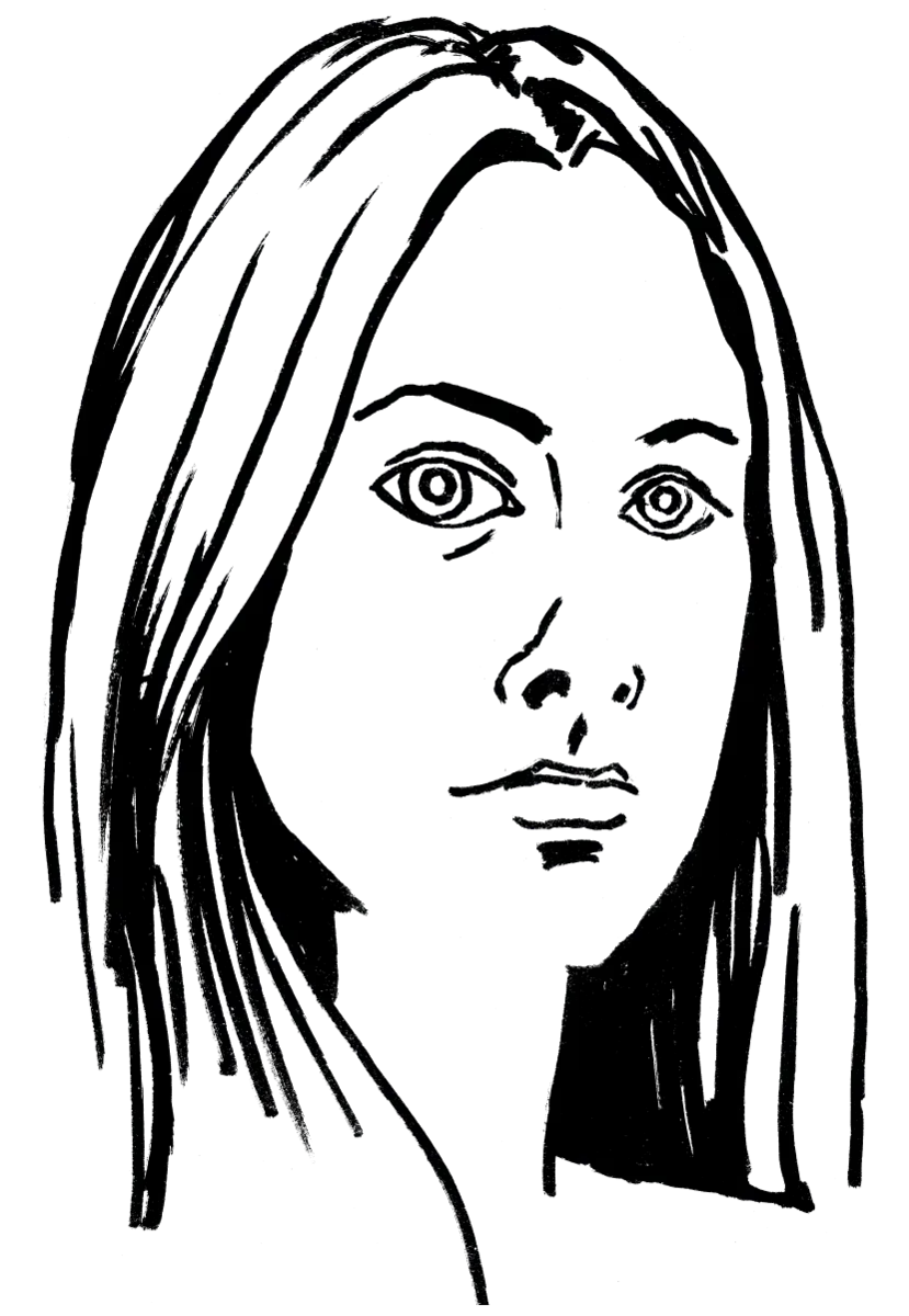 Drawing illustrating a woman.