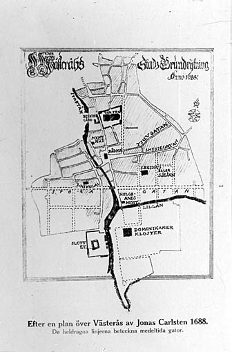 Kjellbergs karta över det medeltida Västerås.